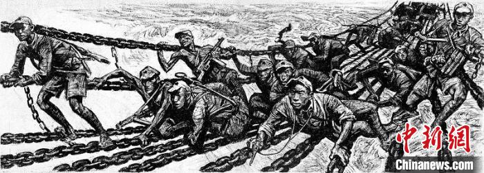 沈尧伊 飞夺泸定桥540-541 58cmx120cm 1988-1993 大剧院供图